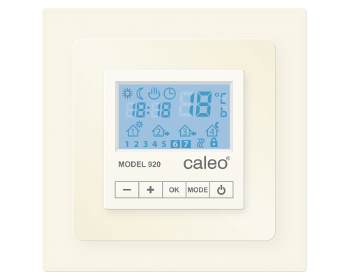 Терморегулятор CALEO 920 бежевый с адаптерами, встраиваемый цифровой, програ ммируемый, 3,5 кВт