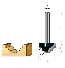 Фреза пазовая фасонная классическая 19,05х32х12,7х8 мм; R=3,97 мм (D-11075)
