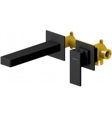 AQ1613MB ЛИБРА смеситель для раковины настенный (внешняя и скрытая часть), матовый черный AQ1613MB