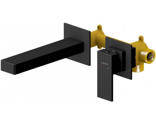 AQ1613MB ЛИБРА смеситель для раковины настенный (внешняя и скрытая часть), матовый черный AQ1613MB