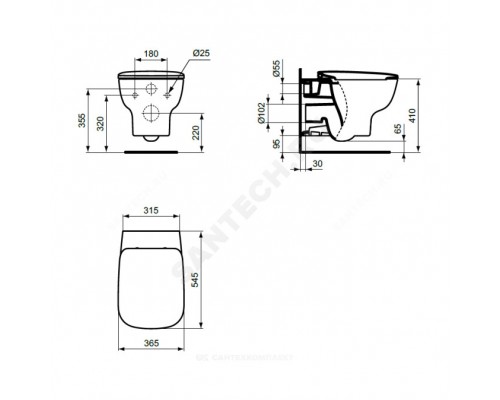 Унитаз подвесной Esedra б/о б/сид Ideal Standard T386001