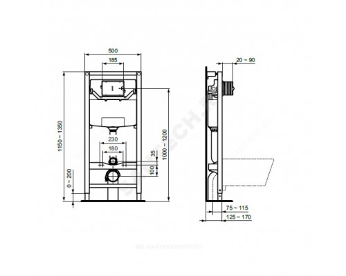Инсталляция д/унит PROSYS 120 P кнопка OLEAS P1 Ideal Standard R0309AA
