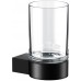 14950379000 PLAN Держатель стакана, в комплекте с хрустальным стаканом, чёрный матовый 14950379000