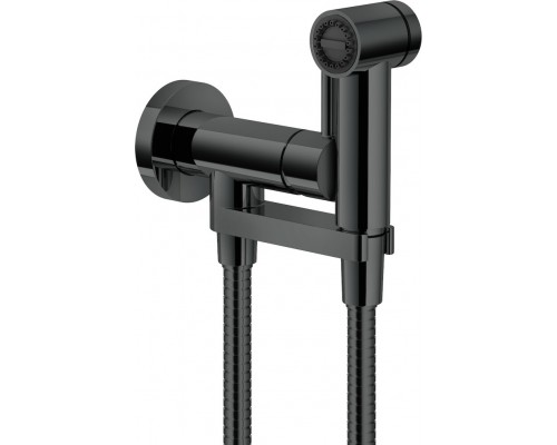 AV00600FLP Комплект для гигиенического душа встроенный (смеситель + гигиеническая лейка + шланг), глянцевый черный AV00600FLP