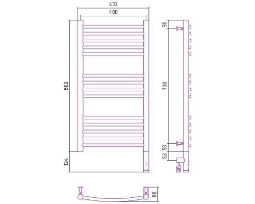 Сунержа Богема 3.0 Полотенцесушитель электрический 40x80h, прав., цвет: состар. бронза 05-5803-8040
