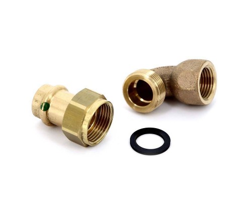 Угол пресс-В разъёмное соединение, плоская прокладка, бронза Sanpress SC-Contur VIEGA 18x1/2"