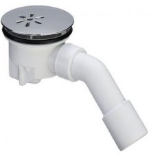 364786 Tempoplex сифон 120 х 40/50, хром накладка, проп.способность 0,45 л/с, H=80 мм, для поддонов D=90 мм, отводящее колено 45° 364786