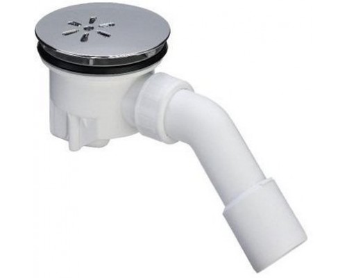 364786 Tempoplex сифон 120 х 40/50, хром накладка, проп.способность 0,45 л/с, H=80 мм, для поддонов D=90 мм, отводящее колено 45° 364786