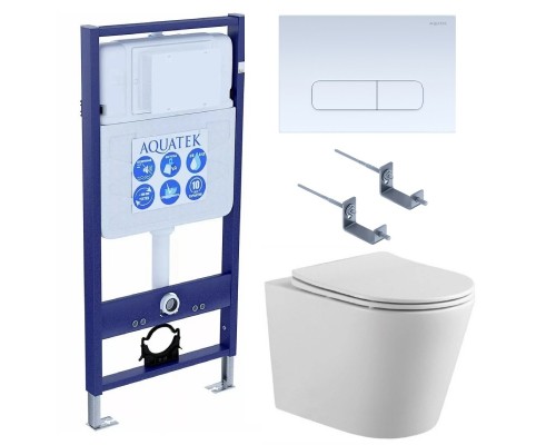 SET AQUATEK ВЕГА cmp-013 (рама AQUATEK Standard INS-0000012 с клавишей KDI-0000013 и крепежом KKI-0000002+унитаз ВЕГА AQ1904-00 с тонким сиденьем sc SET AQUATEK ВЕГА cmp-013