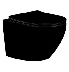 AQ1901-MB ЕВРОПА Унитаз подвесной безободковый 525360320мм, тонкое сиденье с механизмом плавного закрывания, крепеж, цвет матовый черный AQ1901-MB