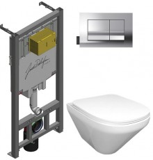 E21773RU-00 Унитаз c инсталляцией Jacob Delafon Modern Life, сиденье микролифт, клавиша хром (E29025+E20858-CP+E77168+E77725) E21773RU-00