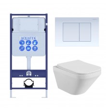 Set AQUATEK ЛИРА (рама AQUATEK Standard INS-0000012 с звукоиз.прокладкой+крепеж KKI-0000002+кнопкаKDI-0000009+унитаз ЛИРА AQ1155-00 с крышкой-сиденьем SET AQUATEK ЛИРА-009 4в1