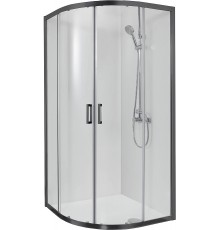 AQ ARI RO 10020BL Душевой уголок 1/4 круга, двери раздвижные 1000x1000x2000, профиль черный, стекло прозрачное AQ ARI RO 10020BL