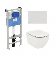 T3868V1/121AC Промо-набор 3 в 1 (Унитаз T0079V1 и сиденье T3527V1 TESI, инсталляция R020467 PROSYS, панель смыва R0121AC OLEAS) T3868V1/121AC