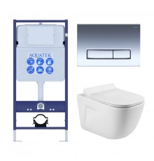 SET AQUATEK ДИВА-023 4в1 (рама AQUATEK Standard INS-0000012+ кркпеж KKI-0000002+клавиша KDI-0000023+унитаз ДИВА AQ2012-00 с тонким сиденьем soft-close SET AQUATEK ДИВА 4в1
