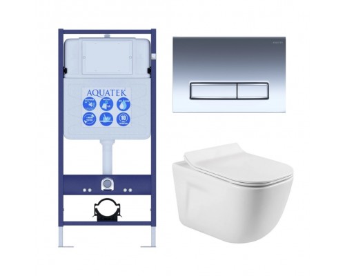 SET AQUATEK ДИВА-023 4в1 (рама AQUATEK Standard INS-0000012+ кркпеж KKI-0000002+клавиша KDI-0000023+унитаз ДИВА AQ2012-00 с тонким сиденьем soft-close SET AQUATEK ДИВА 4в1