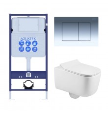 SET AQUATEK ЛУГАНО 4в1 (рама AQUATEK Standard INS-0000012+ крепеж KKI-0000002+клавиша KDI-0000010+унитаз ЛУГАНО AQ2002-00 с тонким сиденьем soft-close SET AQUATEK ЛУГАНО 4в1