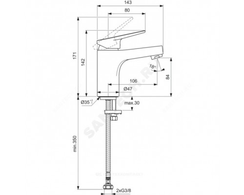 Смес/умыв TEVERE однор лит/изл Ideal Standard BD720AA