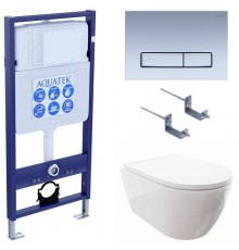 SET AQUATEK ПОЛАРИС (рама AQUATEK Standard INS-0000012+унитаз ПОЛАРИС AQ0700-00 с тонким сиденьем soft-close+ крепеж KKI-0000002 +панель KDI-0000024) SET AQUATEK ПОЛАРИС-024 4в1