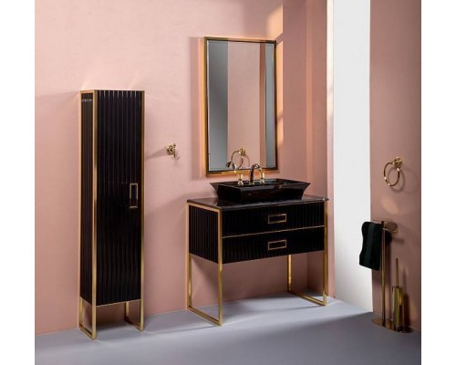 Boheme Monaco Шкаф-пенал напольный 35х30х170h см, цвет: черный/золото 868-BG-R