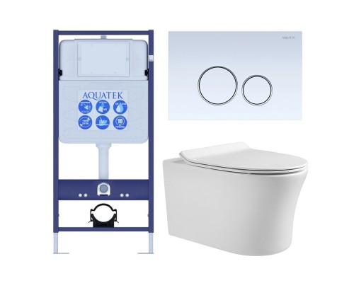 SET AQUATEK НИКА-015 4в1 (рама AQUATEK Standard INS-0000012+крепеж KKI-0000002+клавиша KDI-0000015+унитаз НИКА AQ2009-00 с тонким сиденьем soft-close) SET AQUATEK НИКА-015 4в1