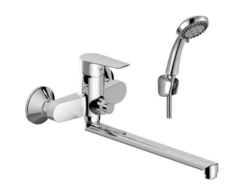 S35-35 Смеситель одноручный (35мм) универсальный с поворотным изливом 350 мм, кнопочный дивертор, хр S35-35