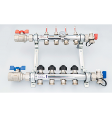 Коллектор, 1, HKV-D 2, выход-3/4 ЕК, PN, бар-6, T°C  70, с шаровыми кранами и расходомерами, нержавеющая сталь