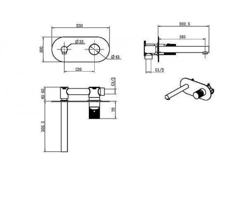 Boheme Stick Смеситель из стены, цвет: black 125-BB.2