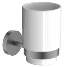 AQ4604BGM БЕТТА стакан с держателем, оружейная сталь (шлиф. черный хром) AQ4604BGM