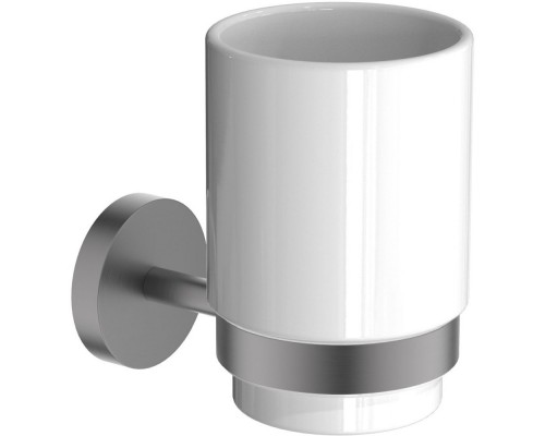 AQ4604BGM БЕТТА стакан с держателем, оружейная сталь (шлиф. черный хром) AQ4604BGM