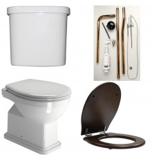 871111+878011+BOBR+MS87NC CLASSIC SET Приставной унитаз со сливом в стену+Бачок верхний+Смывной механизм с высокой трубой БРОНЗА+Сиденье Орех грецкий SET_CLASSIC_BR