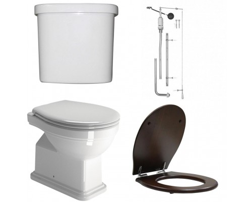 871111+878011+BOCR+MS87NC CLASSIC SET Приставной унитаз со сливом в стену+Бачок верхний+Смывной механизм с высокой трубой ХРОМ+Сиденье Орех грецкий SET_CLASSIC_CR