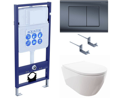 Комплект инсталляции 4 в 1 Aquatek Поларис (рама Standard, унитаз AQ0700-00, сиденье soft-close, панель KDI-0000033) ПОЛАРИС-033