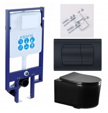 SET AQUATEK МИЯ-MB-049 4в1 (рама AQUATEK Standard INS-0000020+ крепеж KKI-0000002+клавиша KDI-0000049+унитаз AQ2004-MB с тонким сиденьем soft-close SET AQUATEK МИЯ-MB-049 4в1