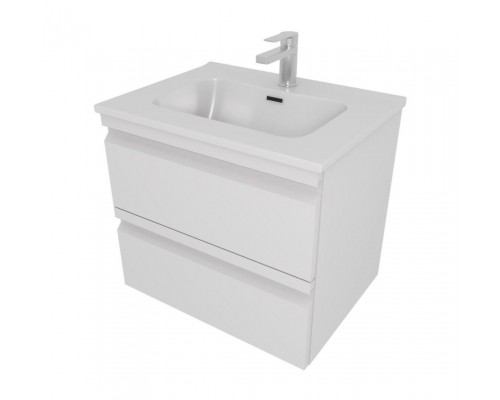 AQ77060-MW Комплект мебели:Тумба 60 см ВЕГА с раковиной AQ0460-00, 2 ящика,цвет белый мат AQ77060-MW