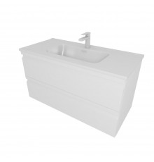 AQ77100-MW Комплект мебели:Тумба 100 см ВЕГА с раковиной AQ4100-00, 2 ящика,цвет белый мат AQ77100-MW