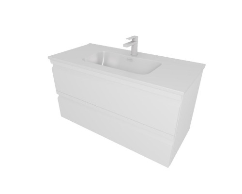 AQ77100-MW Комплект мебели:Тумба 100 см ВЕГА с раковиной AQ4100-00, 2 ящика,цвет белый мат AQ77100-MW