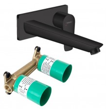 71734670S Set HG Talis E смеситель для раковины из стены излив 225 мм (71734670+13622180), матовый черный 71734670S