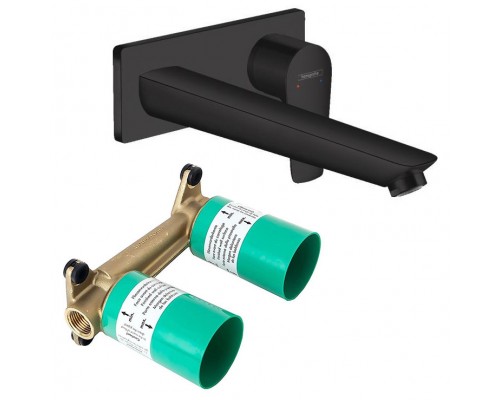 71734670S Set HG Talis E смеситель для раковины из стены излив 225 мм (71734670+13622180), матовый черный 71734670S