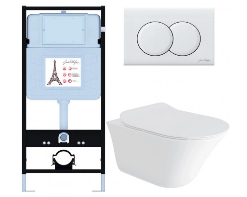 E28079RU-0 Унитаз c инсталляцией Vive, сиденье тонкое микролифт, панель для двойного смыва, глянцевый белый (E36495-NF+E36496-00+E28078+28781IN-0) E28079RU-0