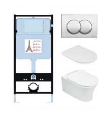 E21731RU-CP Унитаз c инсталляцией Aleo, сиденье тонкое микролифт, клавиша хром (EDAH132-0+E33127-0+E36495-NF+E36496-CP) E21731RU-CP