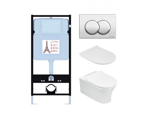 E21731RU-CP Унитаз c инсталляцией Aleo, сиденье тонкое микролифт, клавиша хром (EDAH132-0+E33127-0+E36495-NF+E36496-CP) E21731RU-CP