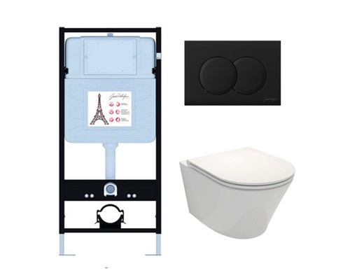 E21750RU-BL Унитаз c инсталляцией Rodin+, сиденье тонкое микролифт, панель для двойного смыва, матовый черный (E36495-NF+E36496-BL+EDY102+E23280) E21750RU-BL