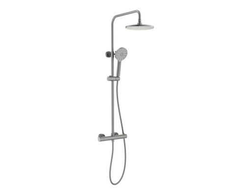 AQ2343BGM ЕВРОПА термостатическая душевая система (смеситель для душа) 220мм, оружейная сталь (шлиф. черный хром) AQ2343BGM