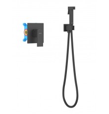 AQ1619MB ЛИБРА набор с гигиеническим душем (смеситель + гигиеническая лейка + шланг + шланговое подсоединение с держателем), матовый черный AQ1619MB