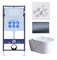 SET AQUATEK ПОЛАРИС (рама AQUATEK Standard INS-0000012+унитаз ПОЛАРИС AQ0700-01 с тонким сиденьем soft-close+ крепеж KKI-0000002 +панель KDI-0000034) SET AQUATEK ПОЛАРИС-01-034 4в1