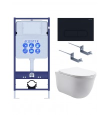 Set AQUATEK КЛАССИК (рама AQUATEK Standard INS-0000012 с звукоиз.прокладкой+крепеж KKI-0000002+кнопкаKDI-0000017+унитаз КЛАССИК AQ1111-00 с крышкой SET AQUATEK КЛАССИК-017 4в1