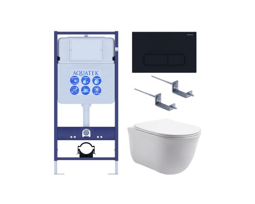 Set AQUATEK КЛАССИК (рама AQUATEK Standard INS-0000012 с звукоиз.прокладкой+крепеж KKI-0000002+кнопкаKDI-0000017+унитаз КЛАССИК AQ1111-00 с крышкой SET AQUATEK КЛАССИК-017 4в1