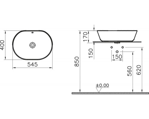 7427B003-0012 Geo Раковина-чаша 55cm-цвет белый VITRA 7427B003-0012