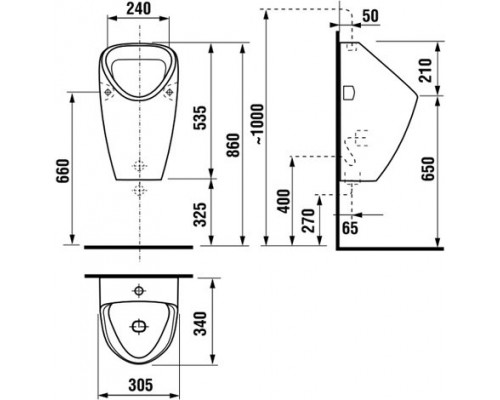 GOLEM 4306.1.000.000.1 писсуар с внешним подводом 4306.1.000.000.1